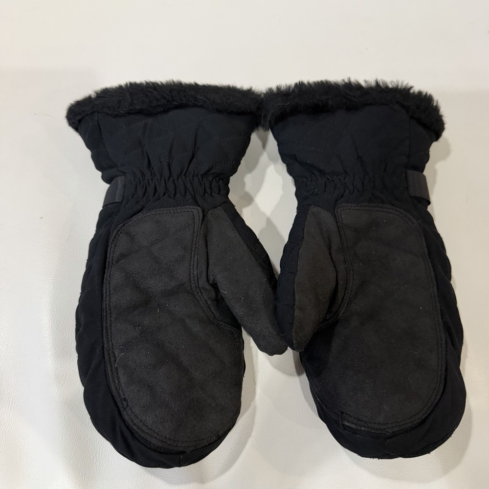 Harley-Davidson Women's Small Quilted Winter Mittens Black Faux Fur 2005 - Picture 3 of 12